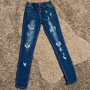 Bamboo Ripped and Distressed Skinny Jeans